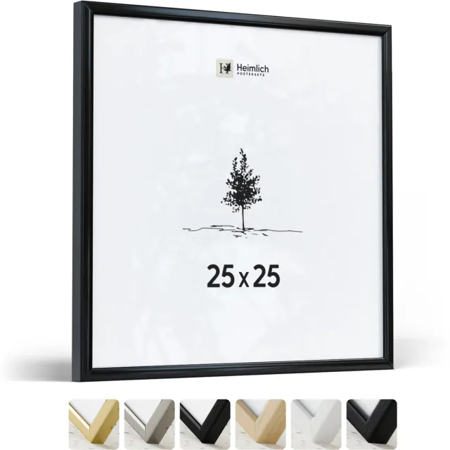 Heimlich Fotolijst 25x25 cm - Posterlijst Metaal Zwart - Wandhangend - Onbreekbaar Kunststof Glas