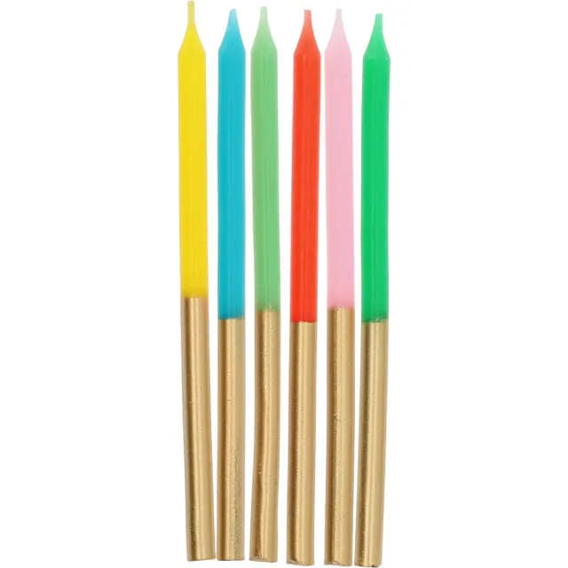 Folat Kaarsen Retro Metallic 10 cm - 24 stuks Multi