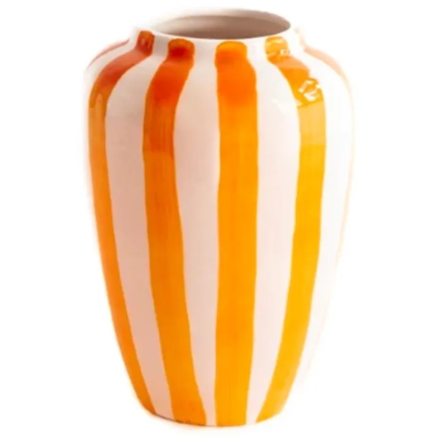 Val Pottery Foolish Funky Flower vaas XXL H30cm oranje streep