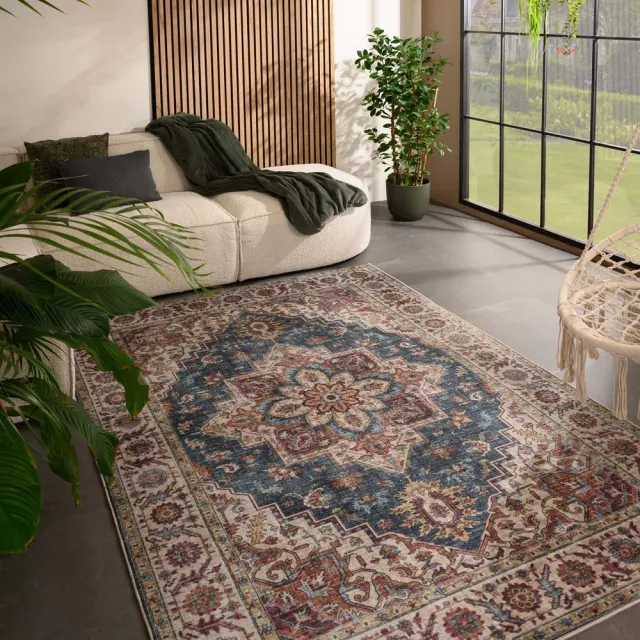 Heritaged Vintage buitenkleed - Valenca Brio beige/blauw 230x330