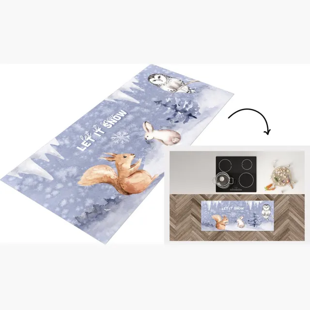 KitchenYeah Keukenloper - Loper keuken - Winter - Sneeuw - Dieren - Keukenloper vinyl Multicolor