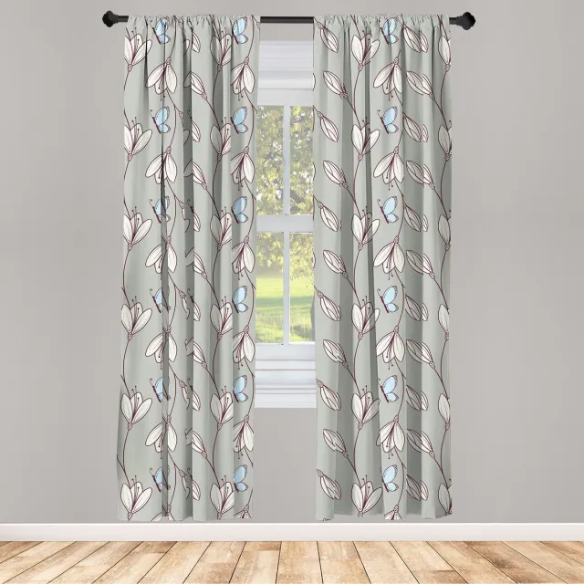 ABAKUHAUS Gordijnen – Bladeren/Vlinder – 2x75x175 cm – Zandbruin Zandkastanjebruin