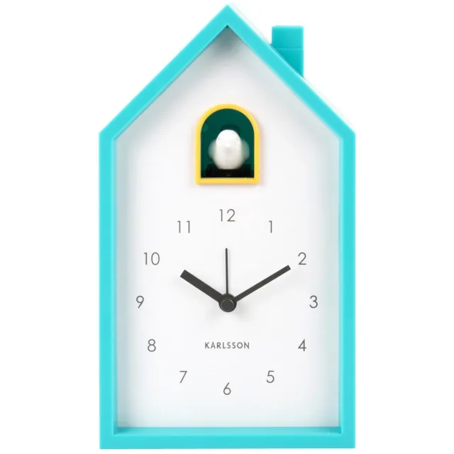 Karlsson Wekker Modern Cuckoo - Turquoise - 6x12x20cm - Scandinavisch - Wekker voor slaapkamer - Wekkers Blauw