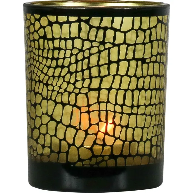 Mars & More Theelichthouder croco zwart medium 12cm*