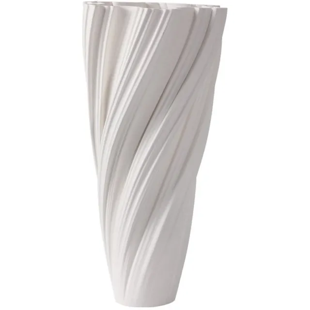 Fugurato Donna Vaas Wit - Keramiek met Gedraaid 3D-Reliëf - Ø21,5 x H42 cm