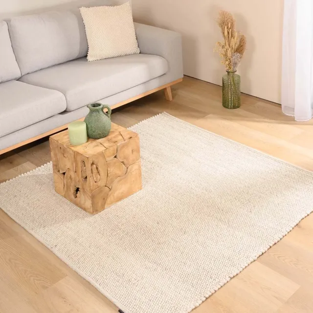 Nordic Weavers Wollen vloerkleed vierkant - Lett wit 200x200