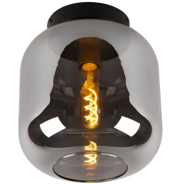 Lucide Plafondlamp Joanet - Gerookt Glas - 25cm Fumé, Zwart