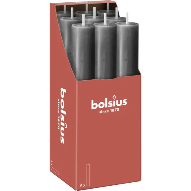 Bolsius Rustiek tafelkaars XL Stormy Grey (9 stuks) Grijs