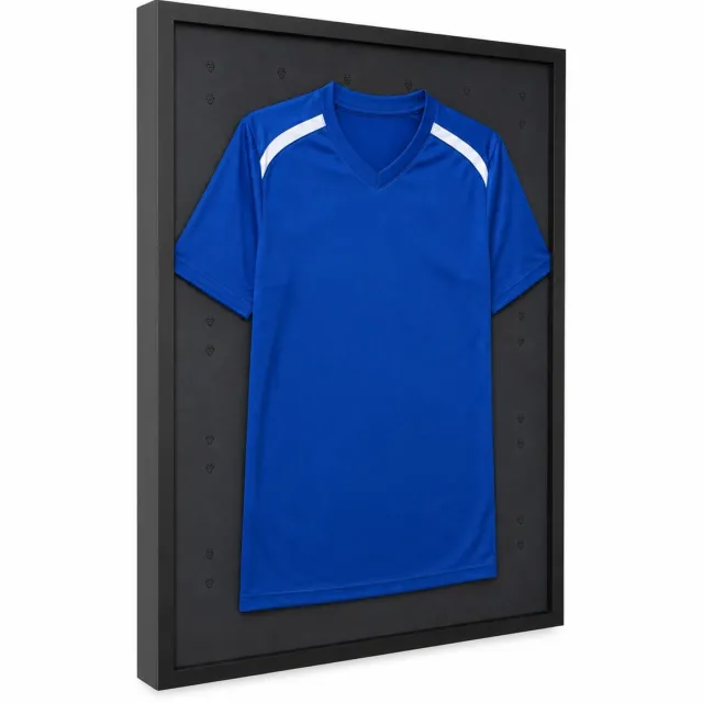 Flokoo Shirtvitrine – Shirt Display Case – Zwart – 90 x 60 x 6,5 cm – Wandmontage – Voor Voetbalshirt, Sportshirt & Memorabilia - Inlijsten Voetbal Shirt