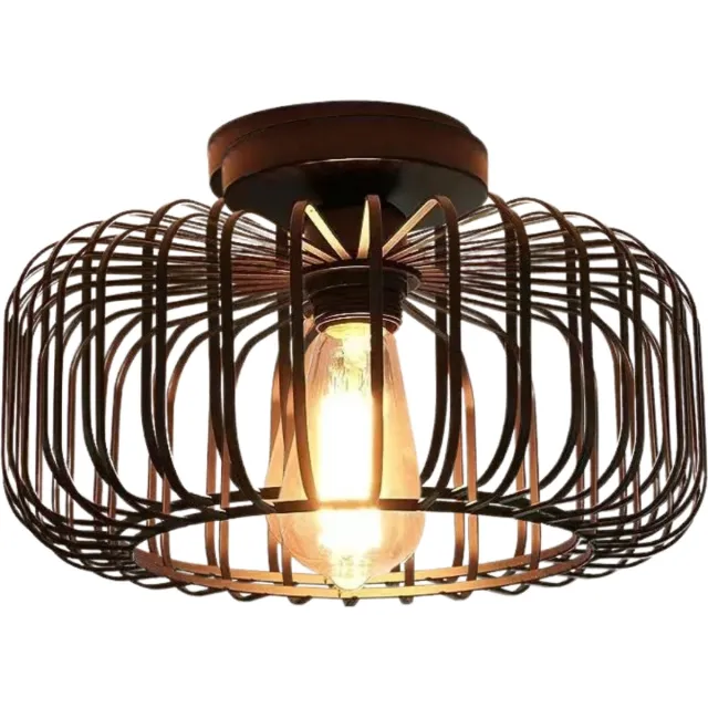 Lichtendirect Plafondlamp Zwart - Industrieel Plafonniere van Metaal – Woonkamerlamp- Slaapkamerlamp – Plafondlampen