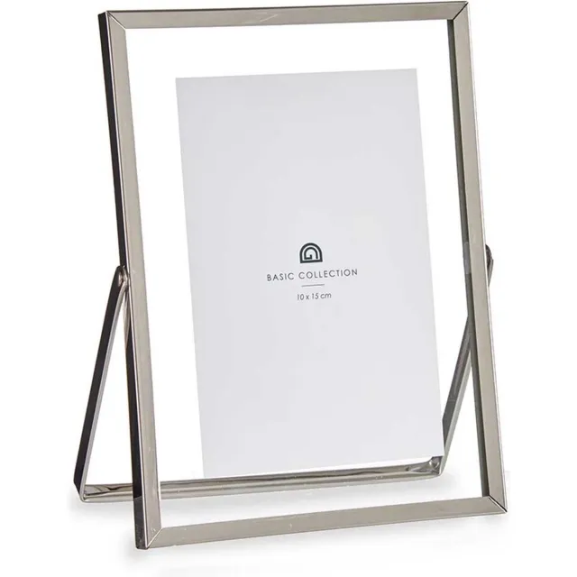 Giftdecor Fotolijstje voor 10 x 15 cm foto - zilver - metaal - Modern - frame 16 x 21 cm - staand