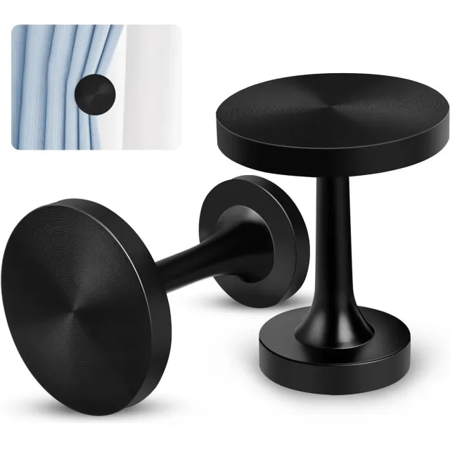 JGS Premium - Voor Gordijn Holdbacks - Zwart Metalen Gordijnstropdas Haken - Decoratieve Medaillon - Muur Gemonteerd - Voor Moderne Vintage Gordijnen - Binden Kwastje Houder
