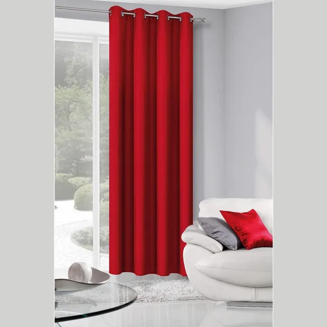 Ibenzoa Modern Rood Gordijn met 8 Metalen Ogen voor Diverse Ruimtes, 140 x 250 cm