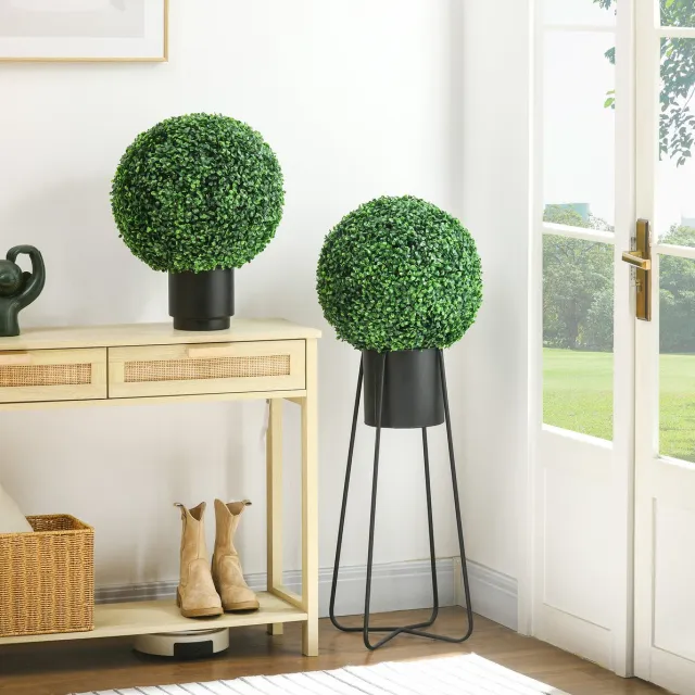 MODENUIT Kunstplant – Set 2 Buxusbollen – 40 cm – Kunststof – Groen – Voor Binnen en Buiten – UV-Bescherming