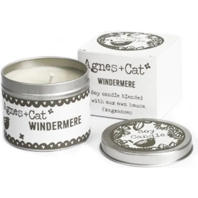 Agnes & Cat Soy wax Geurkaars in Blik - Windermere - 200ml - Veganistisch - 30 Branduren Wit en Bruin