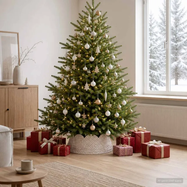 vidaXL Kerstboomkraag Rond Wit Dia. 75 x 25 cm Waterhyacint
