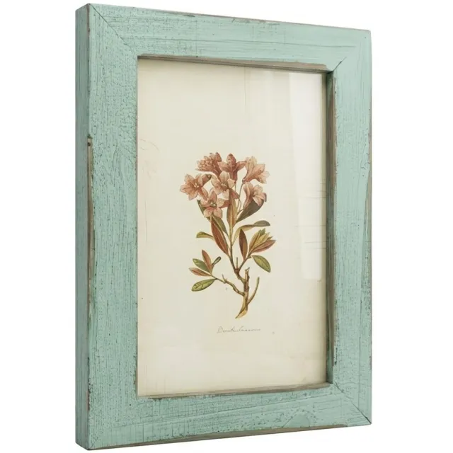 NUVEX Lichtblauw houten fotolijst vintage look – staande en hangende fotolijst – rustieke foto houder met verweerde afwerking – landelijke wand decoratie voor thuis en kantoor