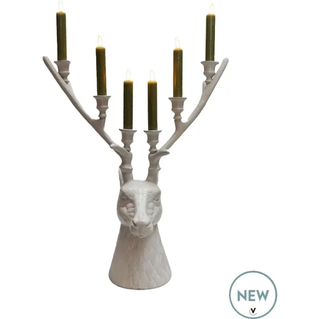 Vase The World kandelaar Selado | Parelwit - Ivory | Hertenkop | L42 x B19 x H50 cm