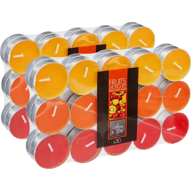 Atmosphera Geurkaars waxine/theelichtjes - 60x - Tropisch fruit - 3,5 branduren Oranje