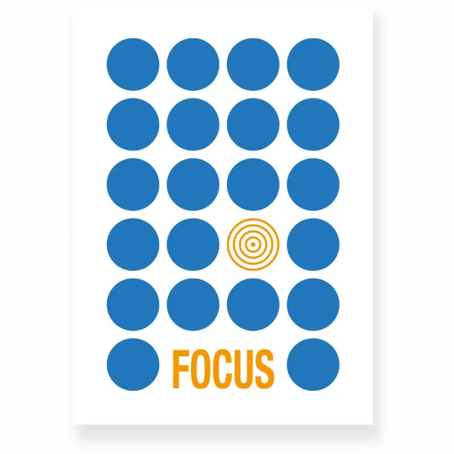 Yisual Poster 20x30 cm - Focus - Stippen - Blauw - Oranje - Grafisch - Retro - Muurdecoratie - Wanddecoratie