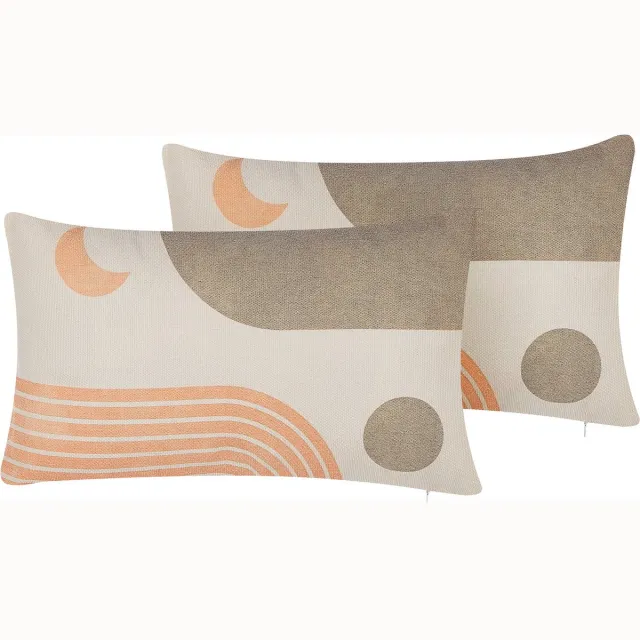 Beliani MELAMPODIUM - Sierkussen set van 2 - Beige - 30 x 50 cm - Polyester
