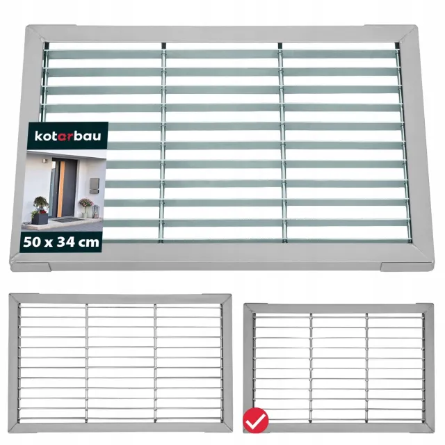 KOTARBAU Gegalvaniseerde Metalen Deurmat 50x34 cm - Robuust en Duurzaam Grijs