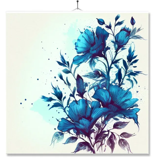 MC Living Tegel Met Opdruk | Kado | Cadeau | Delfs blauwe bloemen Ontwerp 9
