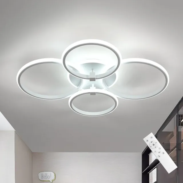 Haobosic Vier Zandcirkels - Plafondlamp - Zandwit - 69x58cm - Dimbaar 3000-6500K