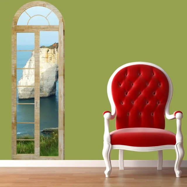 Ambiance Sticker Trompe l'oeil sticker van de kliffen van Étretat, 40 x 120 cm Multi color