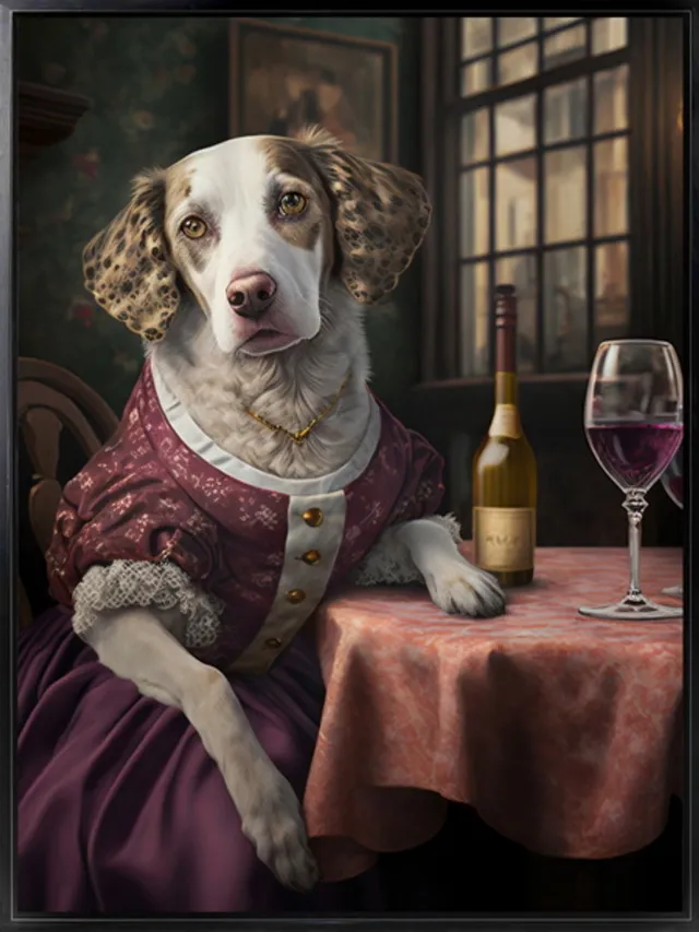 homebound by ky Poster in frame fancy dog 45x60cm Grijs