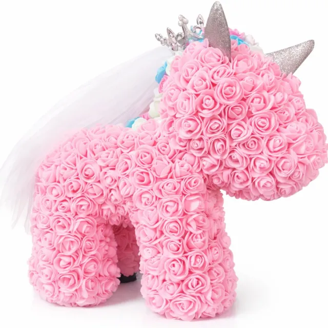 La Roselle Amsterdam Rozen Unicorn – Handgemaakte Roze Rozenbeer Eenhoorn met Kroon & Sluier LA ROSELLE AMSTERDAM Roos