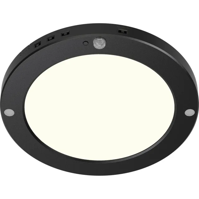 Qualu LED Plafondlamp met Bewegingssensor + Dag en Nacht Sensor - Kingtron Noctis - 20W 1800lm - Natuurlijk Wit 4000K - Opbouw/Inbouw - Zwart Rond