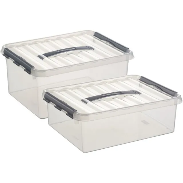 Sunware Opberg boxen set 4x stuks - kunststof - met deksel - in 10 en 15 Liter Transparant