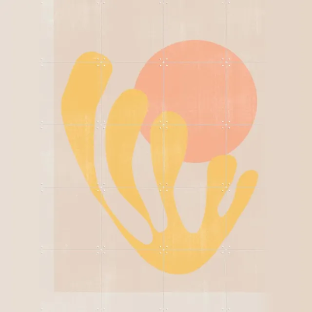 IXXI Modern Plant no. 2, The Miuus Studio & Various - 80 x 100 cm - Grote wanddecoratie en posters - Abstract, Minimalisme, Illustraties, Geometrische Lichte tinten / Geel / Pastel kleuren
