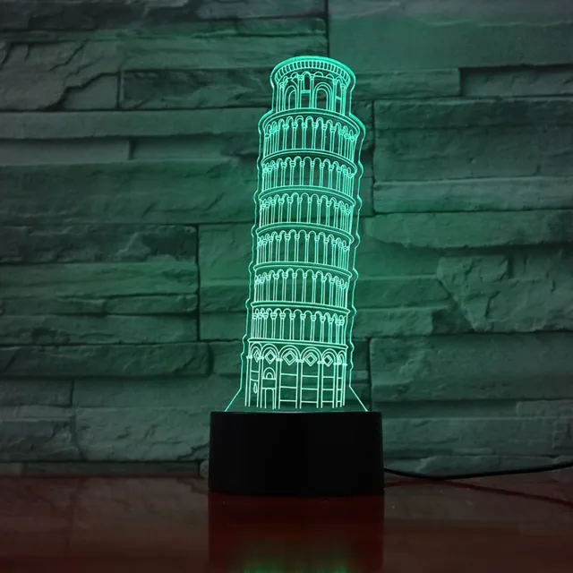 MC Living 3D Led Lamp Met Gravering - RGB 7 Kleuren - Toren