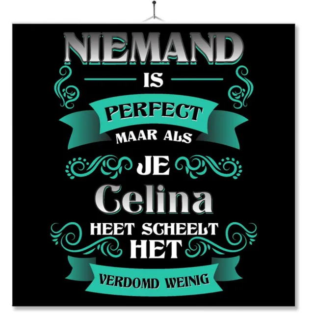MC Living Tegel Met Opdruk | Kado | Cadeau | Niemand Is Perfect Maar Als Je Celina Heet Scheelt Het Verdomd Weinig Multi-Color