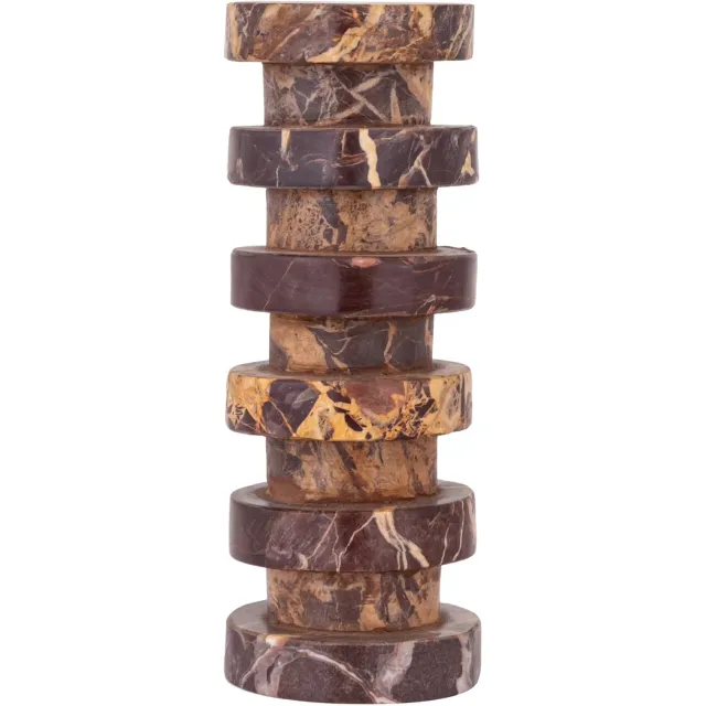 PTMD Eris Burgundy Marble Layer Candleholder Bruin