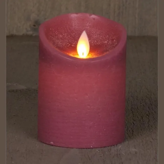 Anna's Collection Stompkaars - 3x - LED - antiek roze - H10 cm - bewegende vlam - kaars