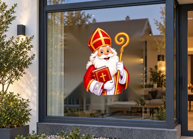 De Stickerman Sinterklaas Raamsticker 100cm Breed Herbruikbaar Weerbestendig (V16) Multi