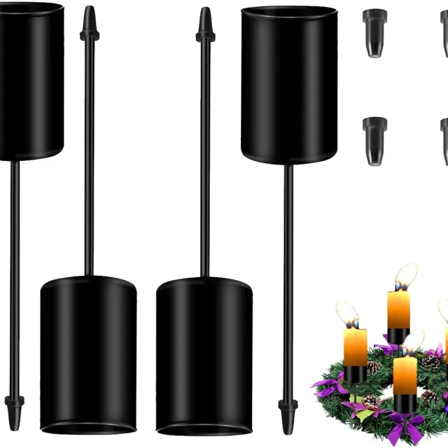 Unyqoos Set van vier elegante kaarsenhouders voor advent en kerstdecoratie Zwart