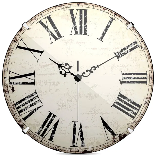 Mebus Vintage Wandklok met Romeinse cijfers | Geen tikken dankzij nauwkeurig quartz-uurwerk | Koepelvormige glazen afdekking | 20 cm klein, antiek