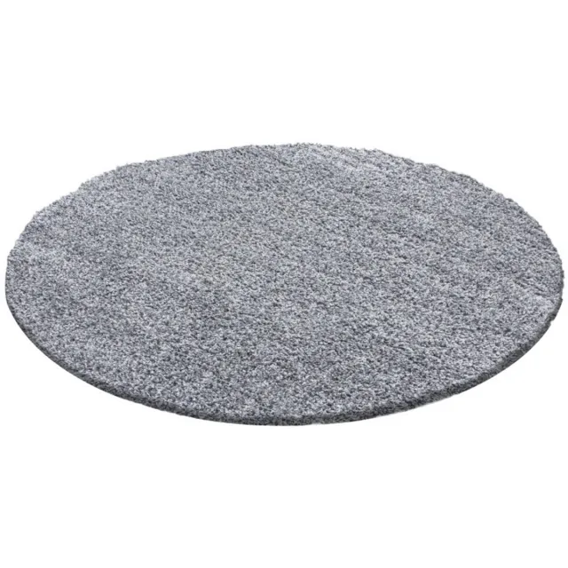 flycarpets Hoogpolig vloerkleed, effen kleur - lichtgrijs, woonkamerkleed, jute achterkant, afmeting: 160 cm rond