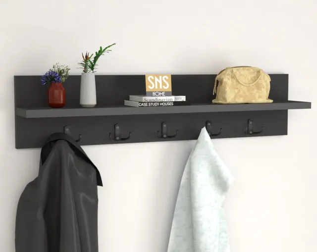 Bofigo Wandkapstok - Wandplank - Kleerhanger - Antraciet - 80 cm