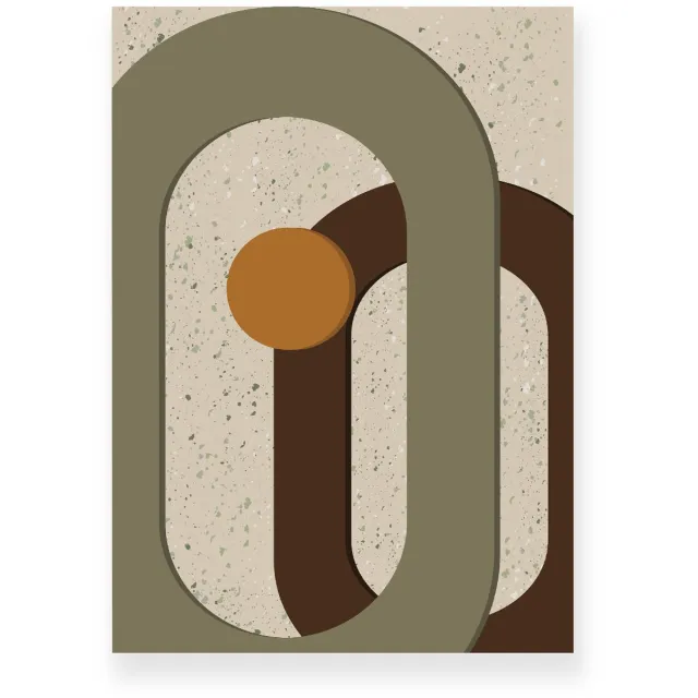 Yisual Aluminium plaat 30x40 cm - Poster - Ovalen - Terrazzo - Beige - Groen - Abstract - Modern - Muurdecoratie - Wanddecoratie