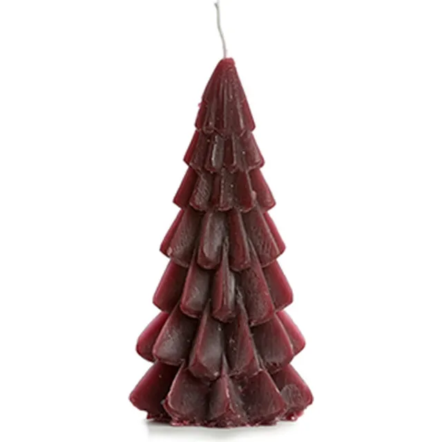 Rustik Lys Kerstboomkaars - 6.3x12cm - Aubergine
