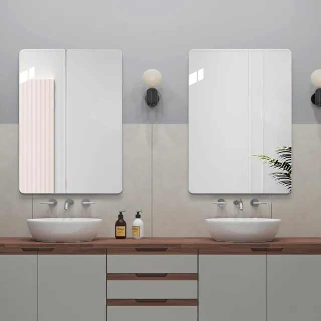 COVREO Wandspiegel 50x70 cm zilver glas, frameloos, horizontaal en verticaal Silver