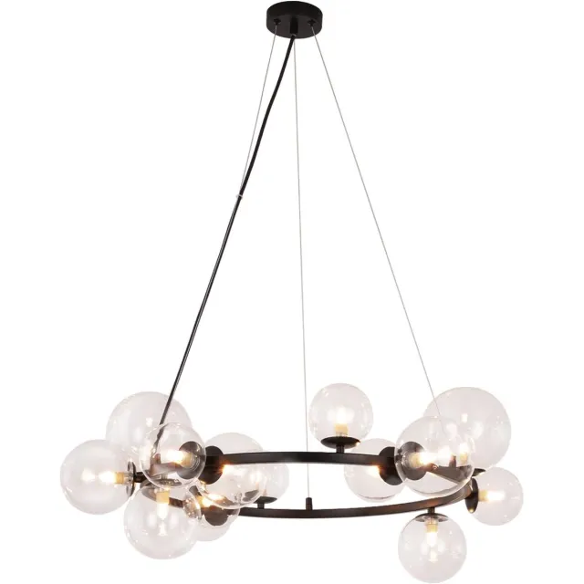 Glitzerlife Hanglampen - 14xG9 - Hoogte verstelbaar - Kronleuchter - IJzer en Glas - Ø80cm - Transparant - Modern - Hanglamp eetkamer woonkamer gang