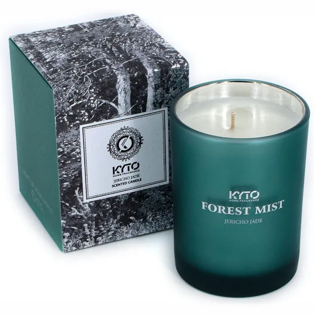 Kyto geurkaars Waldnebel Jericho Jade groen, 45 uur brandtijd – ontspanning, cadeau en woondecoratie, geur: citrus, bergamot & citroen