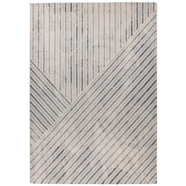 Padiro design laagpolig vloerkleed 80 x 150 cm - lichtbeige - modern abstract ontwerp - voor vloerverwarming - van polypropyleen en jute