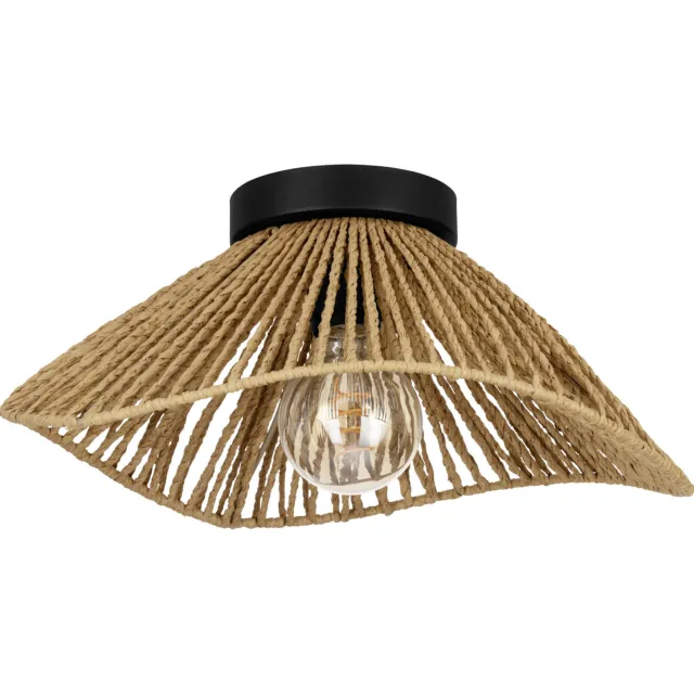 EGLO Lavister Plafondlamp - E27 - Papier|Staal - Zwart|Bruin Zwart;Lichtbruin;